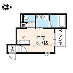 ヘーベルメゾン哲学の道 ワンルームの間取図画像