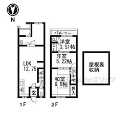 叡山電鉄叡山本線 修学院駅 徒歩7分の賃貸一戸建て 1階3LDKの間取り