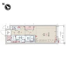 ベラジオ雅び京都洛北ガーデン 2階1Kの間取り