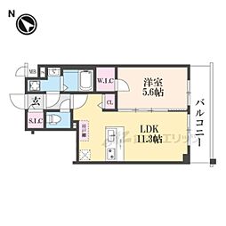 ベラジオ雅び京都洛北ガーデン 4階1LDKの間取り