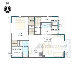 QBTVIII 1階1LDKの間取り