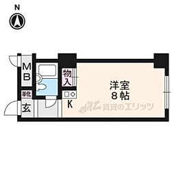 松屋レジデンス修学院 4階1Kの間取り