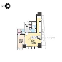京都地下鉄東西線 二条駅 徒歩12分の賃貸マンション 1階1LDKの間取り
