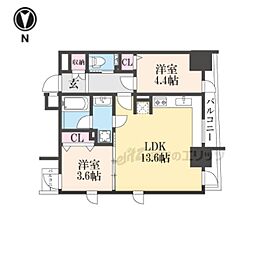 STANDZ京都二条 4階2LDKの間取り