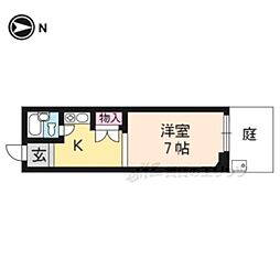叡山電鉄叡山本線 茶山・京都芸術大学駅 徒歩9分の賃貸マンション 1階1Kの間取り