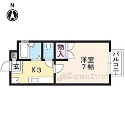 伊勢屋ハウス2 1Kの間取図画像