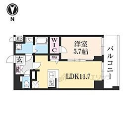 プレサンス京都北野白梅町 1LDKの間取図画像
