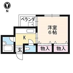 コーポ下山 1Kの間取図画像