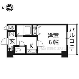 プレサンス京都二条城前 1Kの間取図画像