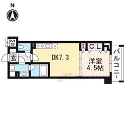 ヴィラ岡崎神宮 1DKの間取図画像