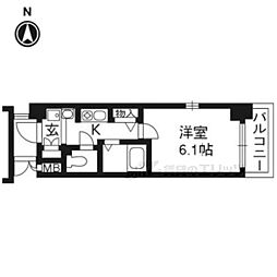 エステムコート京都烏丸2 1Kの間取図画像