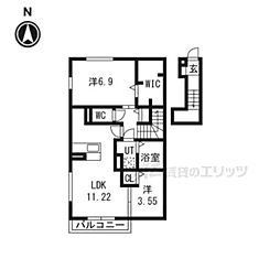 Livra紫竹 2LDKの間取図画像