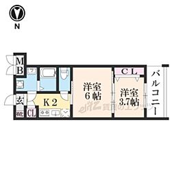 CRESTTAPP京都二条 2Kの間取図画像