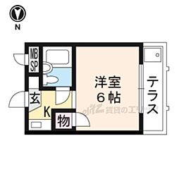 ロイヤルハウス高野 1Kの間取図画像