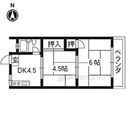 シャトー紫竹 2Kの間取図画像