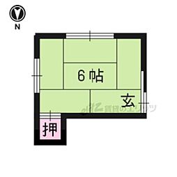 サンハウス等持院 ワンルームの間取図画像
