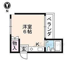 プチシャンポール ワンルームの間取図画像