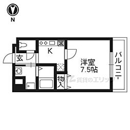 ティムゥル九条 1Kの間取図画像