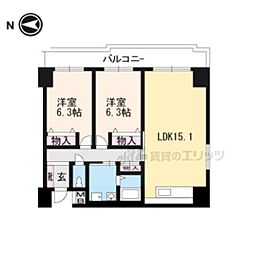 ノイ・ディアール御池 2LDKの間取図画像