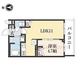 グランカーサ京都駅前 1LDKの間取図画像