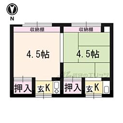 牧定荘 2Kの間取図画像