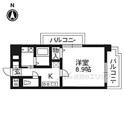 フォース三条 1Kの間取図画像