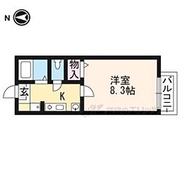 ロイヤル梅ケ丘 1Kの間取図画像