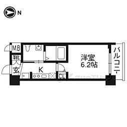 エステムプラザ京都聚楽第雅邸 1Kの間取図画像