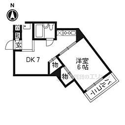 サンシャインロッキー 1DKの間取図画像