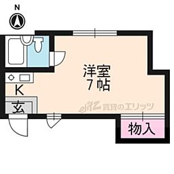ＶＩＰ岩屋ノ里 1階1Kの間取り