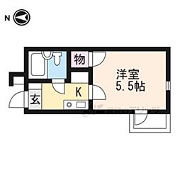 レオパレスＲＸ山科 4階1Kの間取り