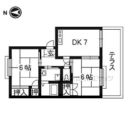 ノルデンハイム 2階2DKの間取り