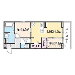 BRANSIA瀬田 3階2LDKの間取り
