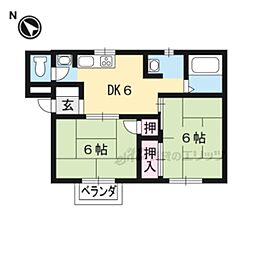 JR東海道・山陽本線 瀬田駅 徒歩12分の賃貸アパート 1階2DKの間取り