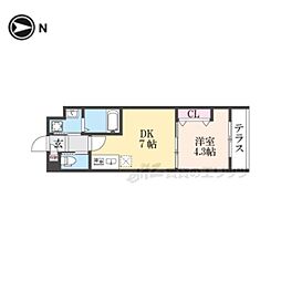 ARCA山科 1階1DKの間取り