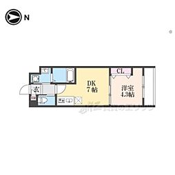 ARCA山科 3階1DKの間取り