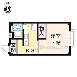 メゾンユーコーク 3階1Kの間取り