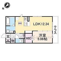 JR湖西線 唐崎駅 徒歩9分の賃貸アパート 1階1LDKの間取り