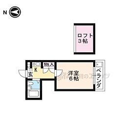 シネマ御陵 1階1Kの間取り
