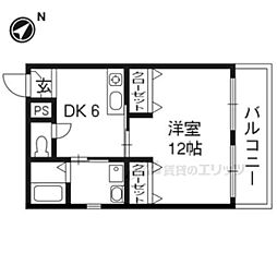 グレイス勧修寺 1階1DKの間取り