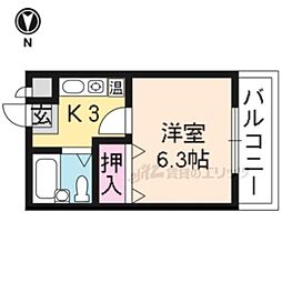 ＡＮ北白川 4階1Kの間取り
