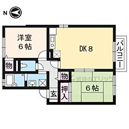 京阪本線 龍谷大前深草駅 徒歩8分の賃貸アパート 1階2LDKの間取り