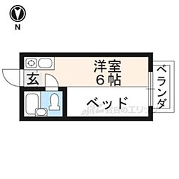 京阪本線 龍谷大前深草駅 徒歩5分の賃貸マンション 2階ワンルームの間取り