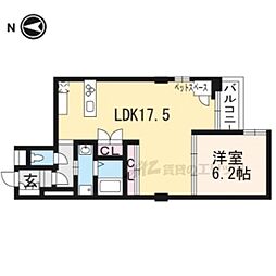 京都地下鉄東西線 京都市役所前駅 徒歩2分の賃貸マンション 4階1LDKの間取り