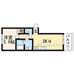 京阪本線 出町柳駅 バス6分 北白川下車 徒歩6分の賃貸アパート 2階1DKの間取り