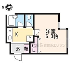 JR東海道・山陽本線 大津駅 徒歩9分の賃貸マンション 2階1Kの間取り