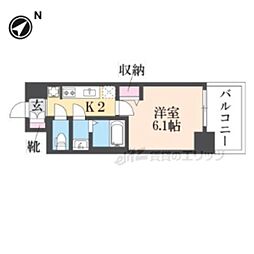京阪京津線 上栄町駅 徒歩4分の賃貸マンション 9階1Kの間取り