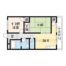 JR奈良線 東福寺駅 徒歩12分の賃貸マンション 1階2DKの間取り