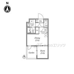 VINA山科WEST 1階1DKの間取り