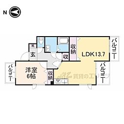 グランバード西野II 3階2DKの間取り